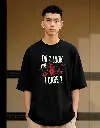 VYNR "DEADPOOL CARE” Solid Black Oversized Tshirt