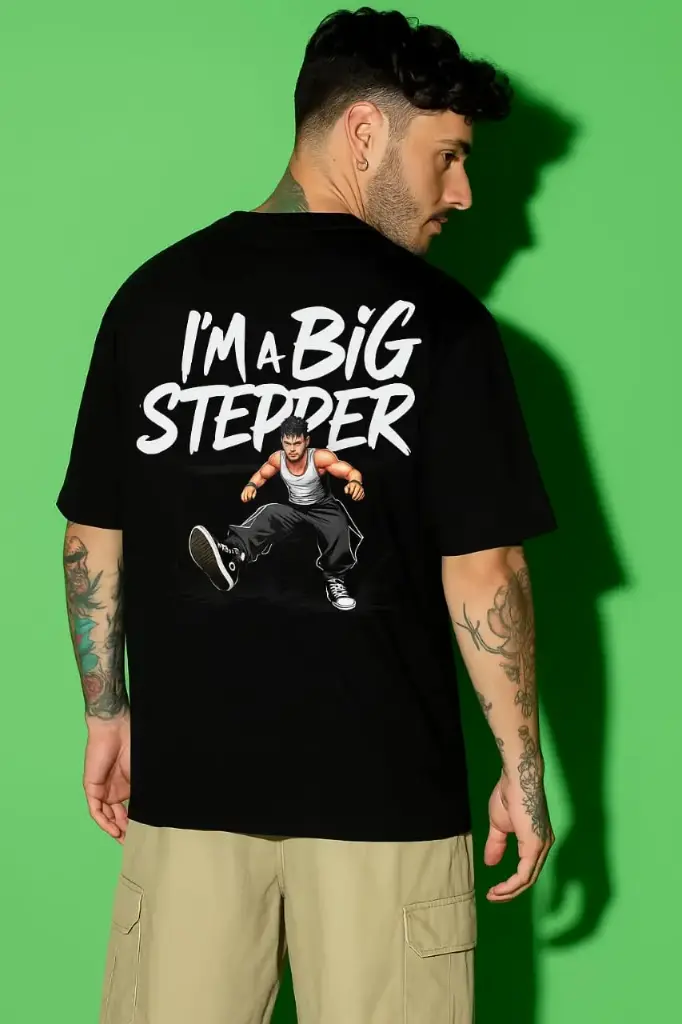 Vynr " BIG STEPPER " Oversized Black T-shirt